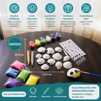 Glow-in-the-Dark Muschel-Malset – Leuchtendes DIY-Bastelset