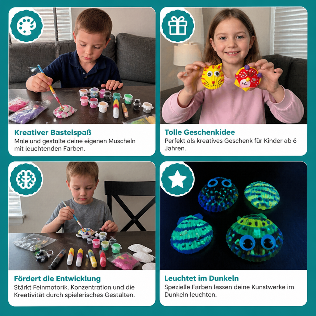 Glow-in-the-Dark Muschel-Malset – Leuchtendes DIY-Bastelset