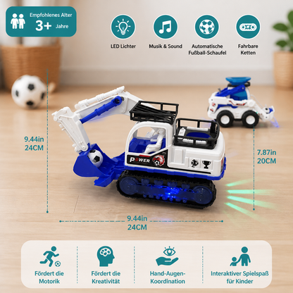 Musikalischer Bagger mit automatischer Fußball-Schaufel & LED-Lichtern