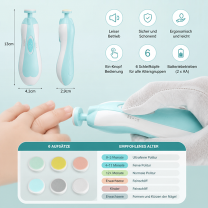 Elektrischer Baby-Nageltrimmer – 6-in-1 Nagelpflege-Set