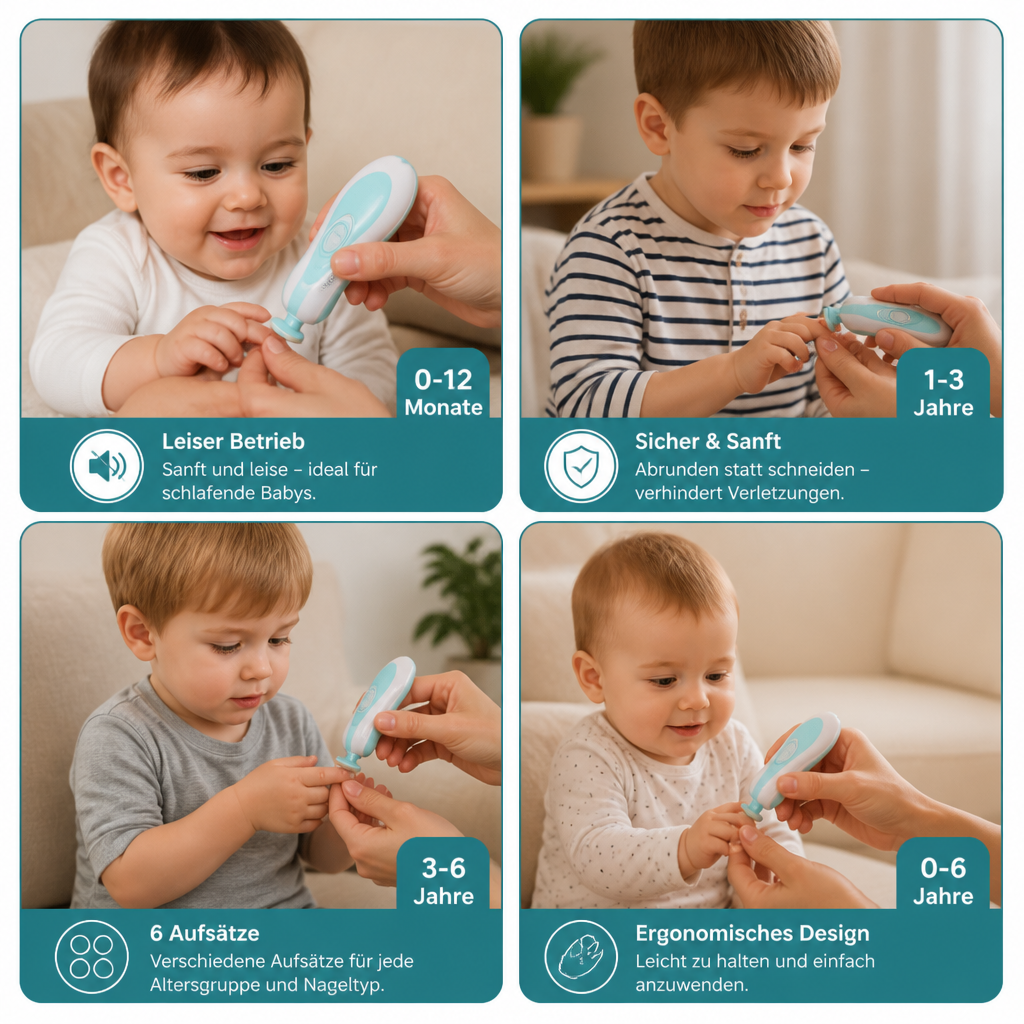 Elektrischer Baby-Nageltrimmer – 6-in-1 Nagelpflege-Set