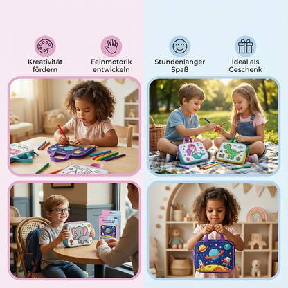 Kinder Bastel und Mal Taschen Set mit Stiften