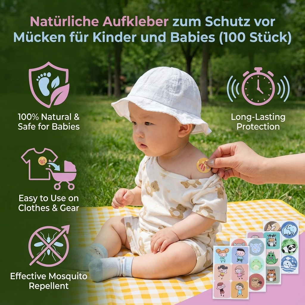 Natürliche Aufkleber zum Schutz vor Mücken für Kinder und Babies (100 Stück)