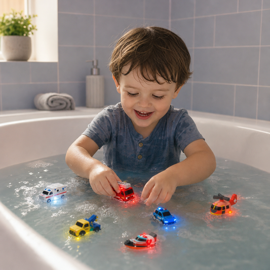 6er-Pack farbwechselnde Einsatzfahrzeug-Badespielzeuge für Babys & Kleinkinder