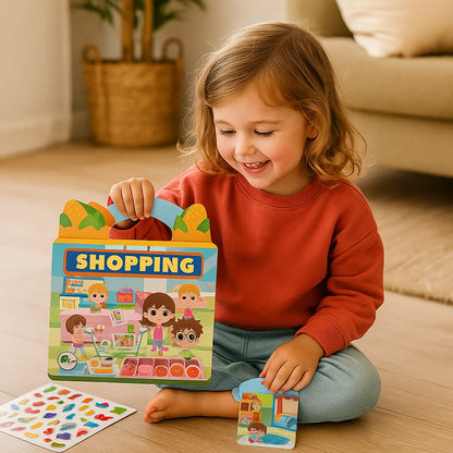 Wiederverwendbare Montessori Sticker Bücher mit verschiedenen Themenwelten