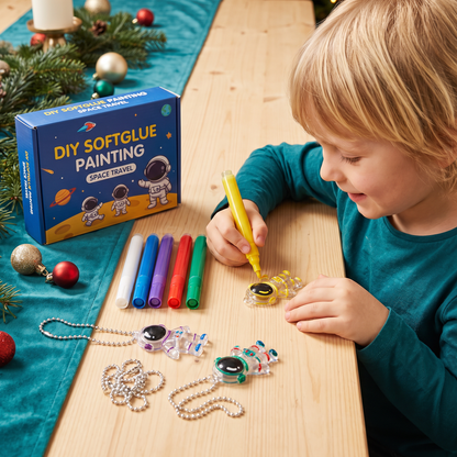DIY-Weihnachtsanhänger-Bastelset mit kleberfreier Maltechnik für Kinder