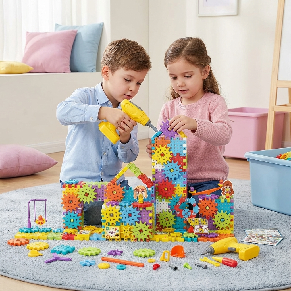 Montessori 3D Zahnrad und Puzzle Spielsteine