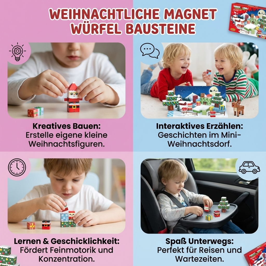Weihnachtliche Magnet Würfel Bausteine