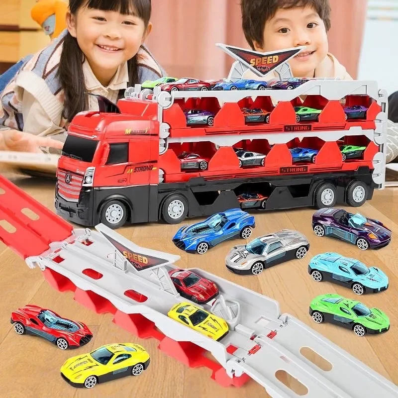 2in1 Ausklappbare Lastwagen Rennstrecke