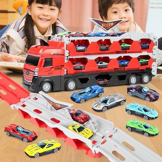 2in1 Ausklappbare Lastwagen Rennstrecke