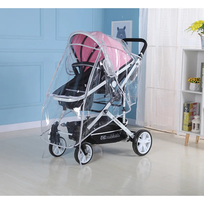Kinderwagen Regenschutz – Transparente Wetterschutzhaube für Buggy