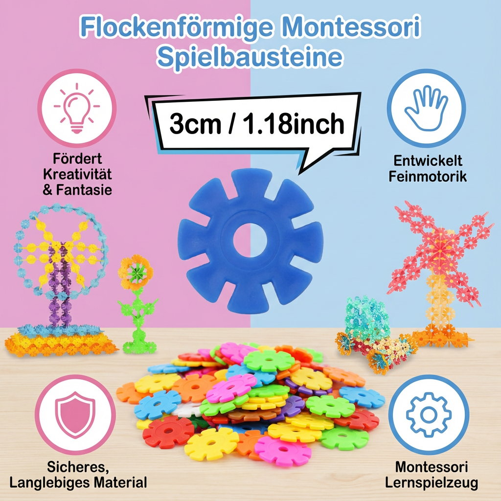 Flockenförmige Montessori Spielbausteine
