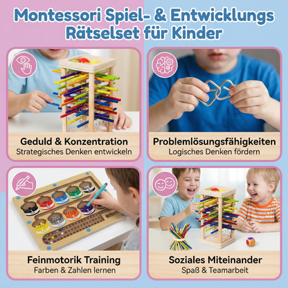 3-Teiliges Montessori Spiel- & Entwicklungs Rätselset für Kinder