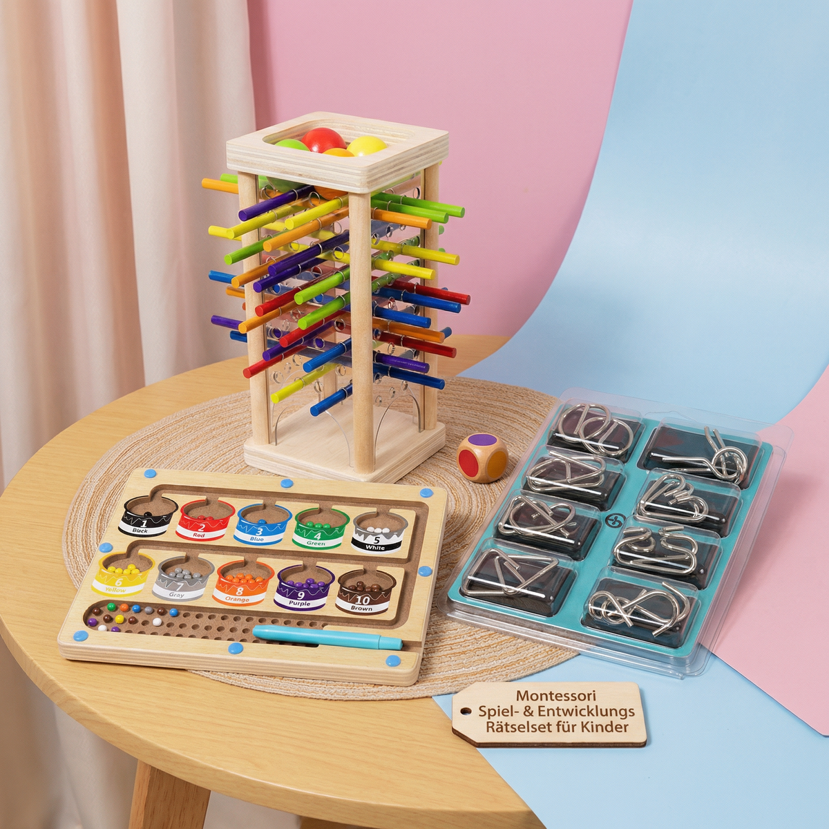 3-Teiliges Montessori Spiel- & Entwicklungs Rätselset für Kinder