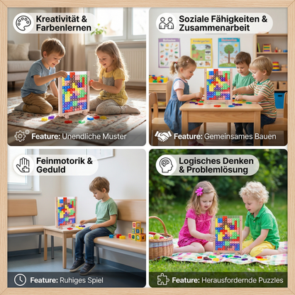 3D Farben Baustein Puzzle mit Holzrahmen – Pädagogisches Montessori Lernspiel