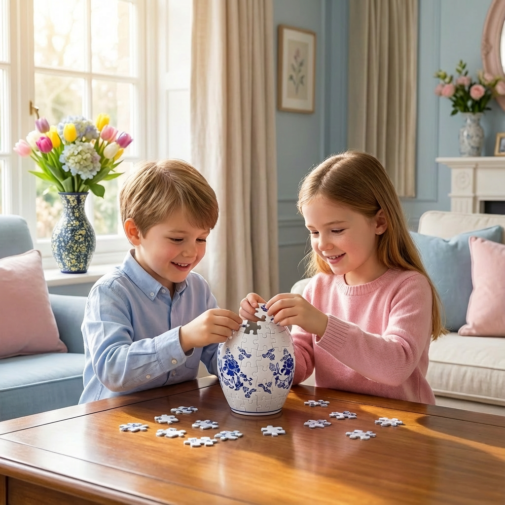 Edle 3D Puzzle Vase - Verwendbar für echte Blumen