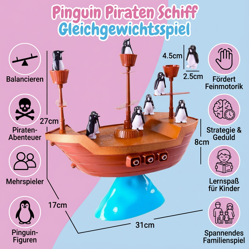Pinguin Piraten Schiff Gleichgewichtsspiel