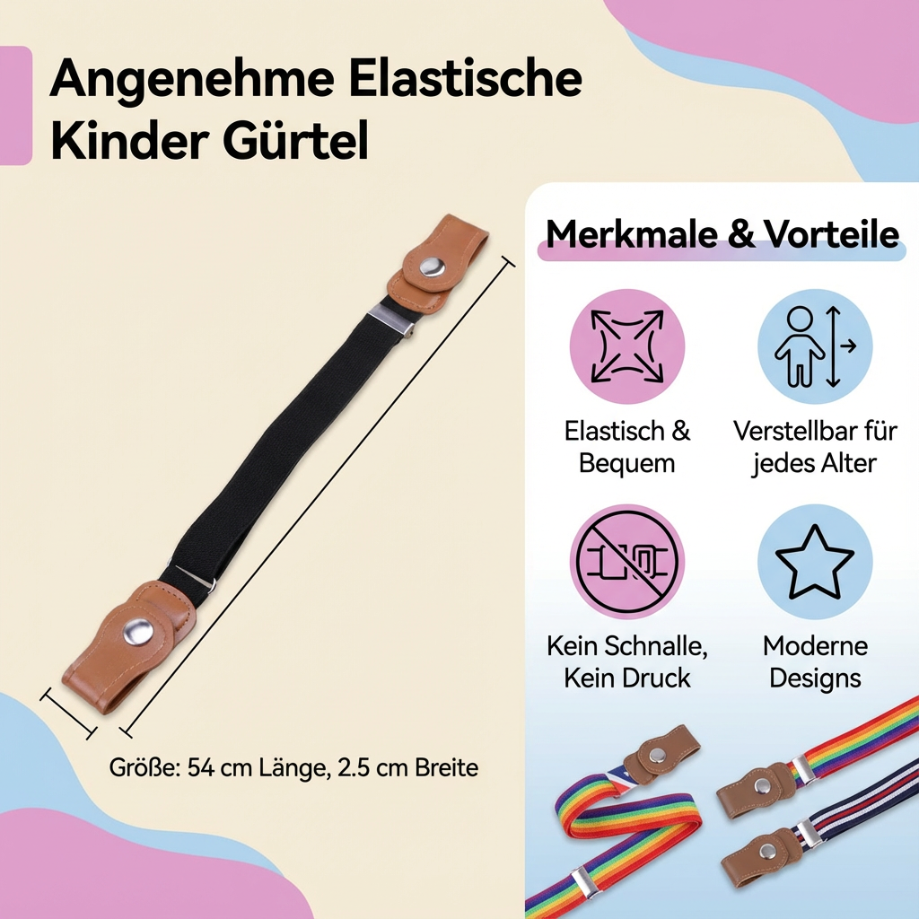 Angenehme Elastische Kinder Gürtel - Passend für jedes Alter