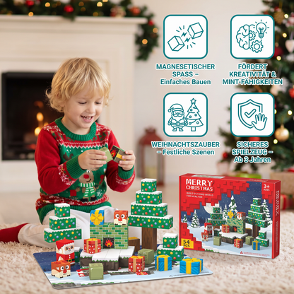 54-teiliges Weihnachts-Magnetbausteinset – Festliches MINT-Konstruktionsspielzeug
