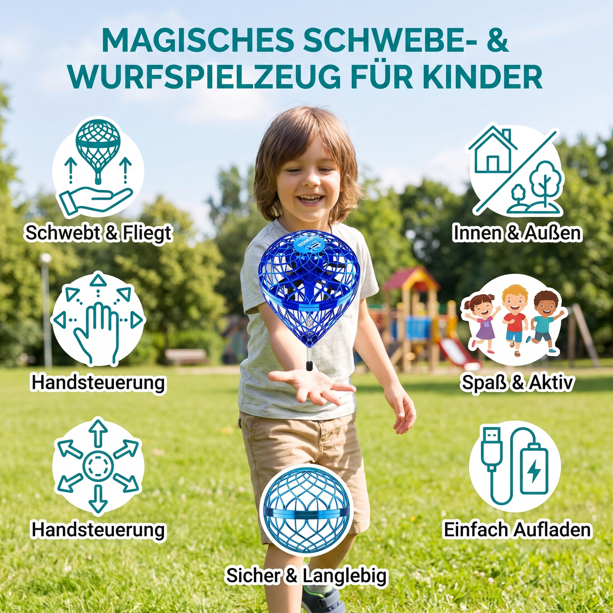 Fliegender Hüpf-Orb-Ball – Magisches Schwebe- & Wurfspielzeug für Kinder