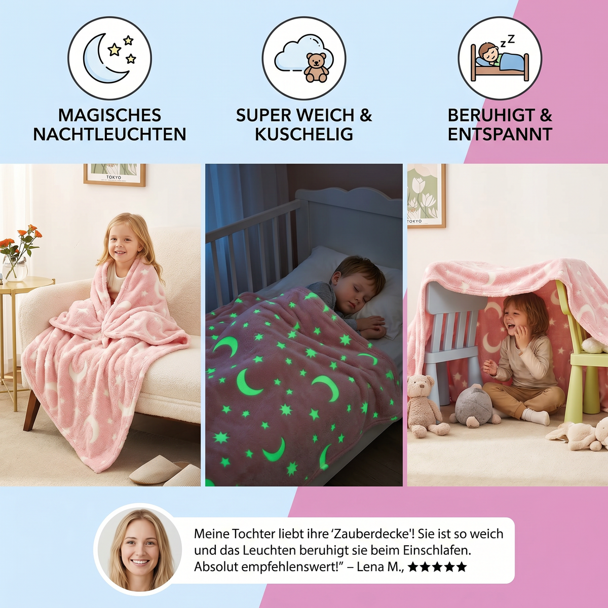 Schimmernde Sternendecke – Leuchtende Kuscheldecke