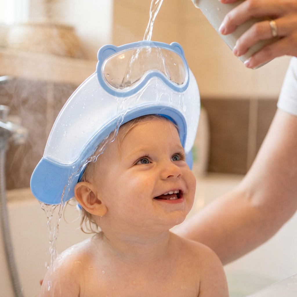 Verstellbarer Baby-Wasser- & Shampoo-Schutzschirm mit 360° Augen- & Ohrenschutz