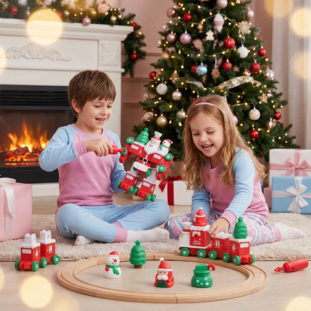 2in1 Transformierender Weihnachtszug und Weihnachtsmann Roboter