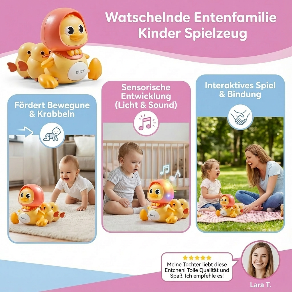 Watschelnde Entenfamilie Kinder Spielzeug