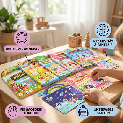 Wiederverwendbare Montessori Sticker Bücher mit verschiedenen Themenwelten