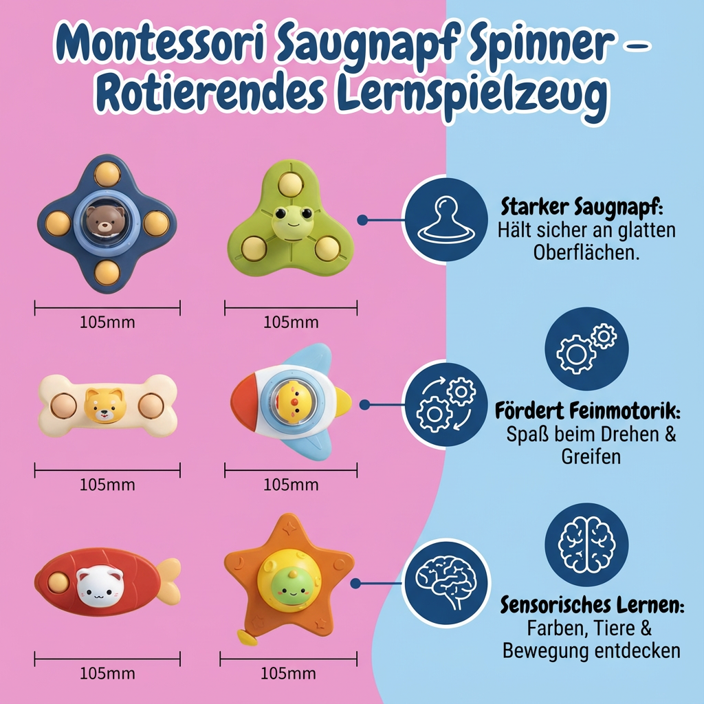 Montessori Saugnapf Spinner – Rotierendes Lernspielzeug