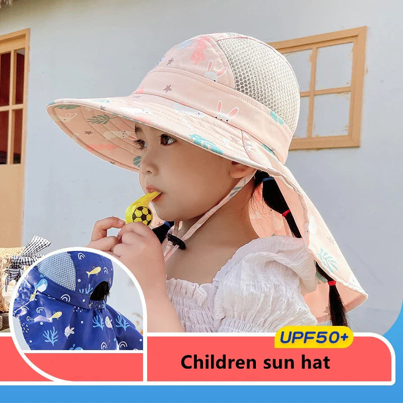 Kinder Sonnenhut mit UPF 50+ - Verstellbare Kinnbänder und Breite Krempe