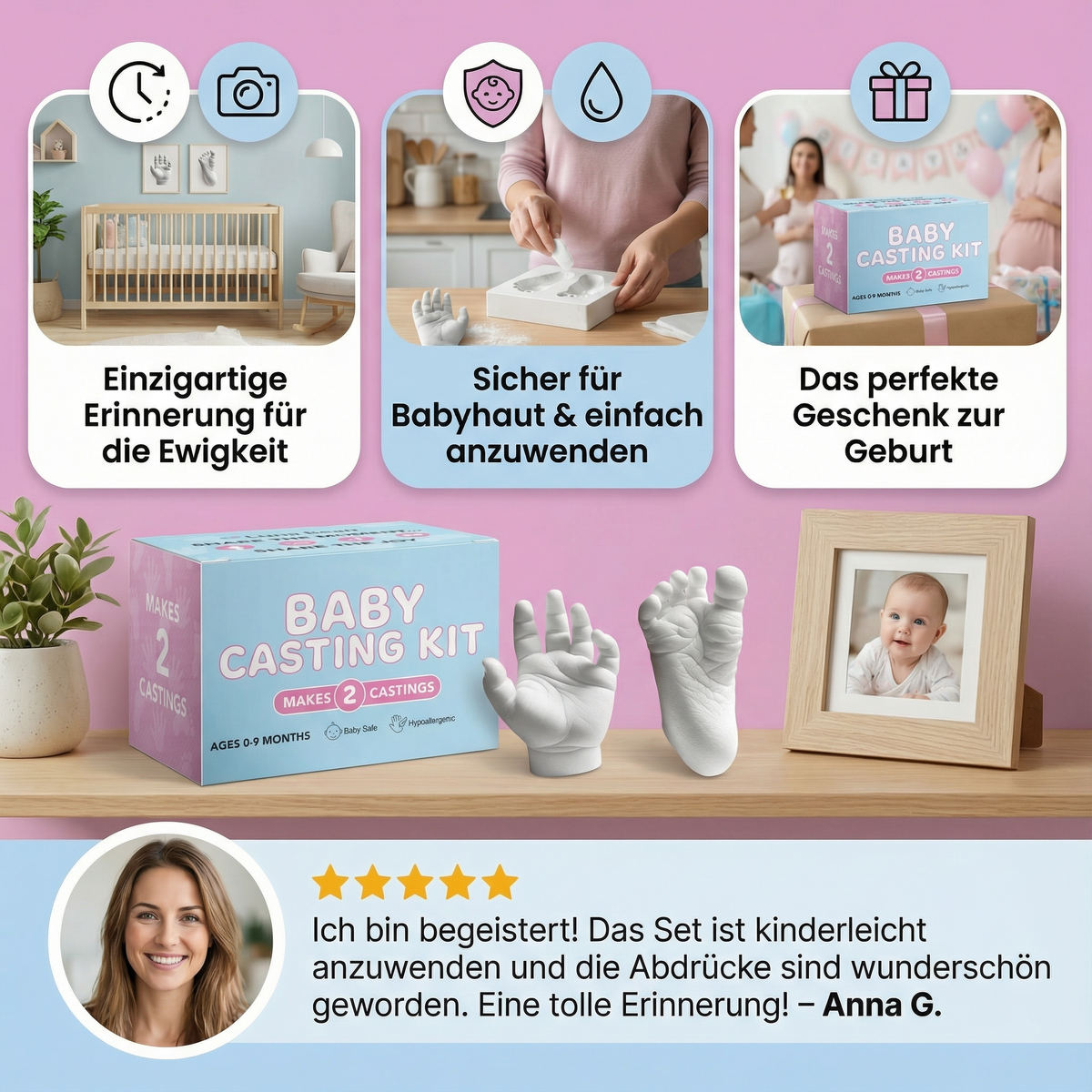 Baby Hand- & Fußabdruck-Set – Erinnerungsset für Neugeborene & Eltern