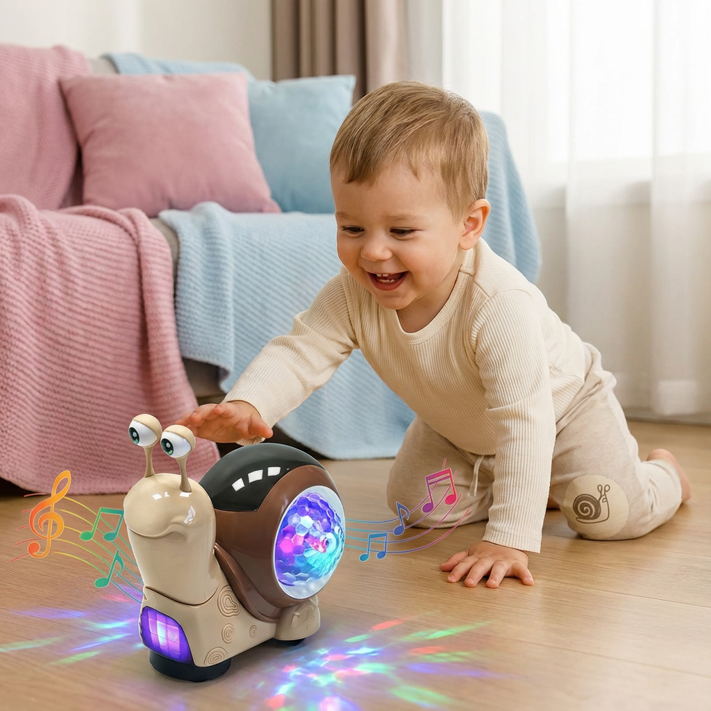 Leuchtende und Musik Spielende Schnecke Krabbelspielzeug