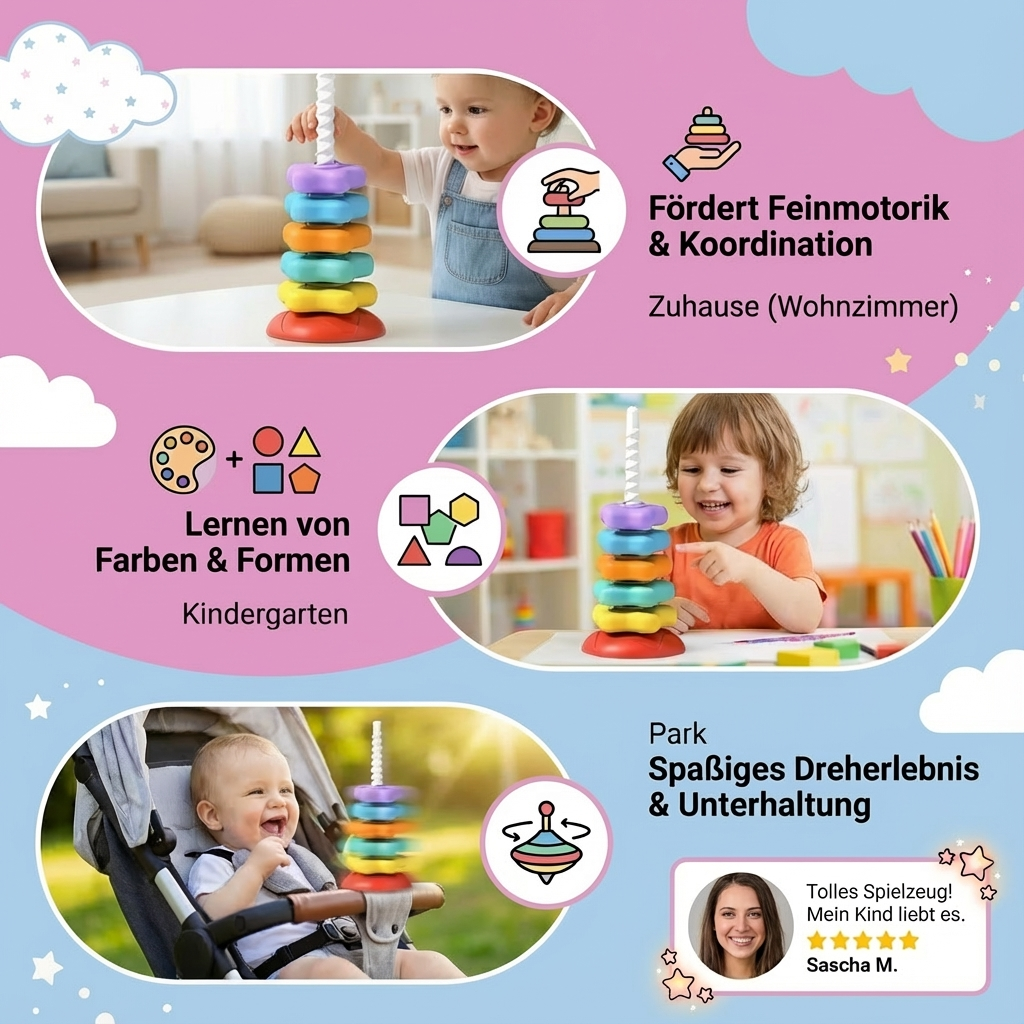 Regenbogen Dreh- und Farbturm Spielzeug