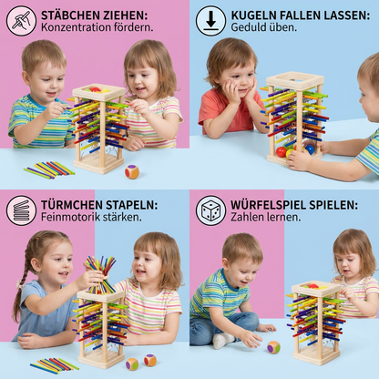 Pädagogisches 3in1 Holz Kugel und Stöckchen Geschicklichkeits Spiel