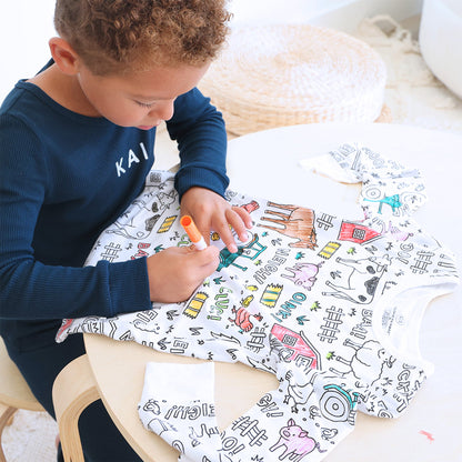 Kreativer Kinder Pyjama zum selber ausmalen