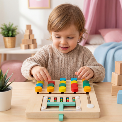 Vierfarben Logik Sortierspiel aus Holz – Montessori Lern- & Denkspiel für Kinder