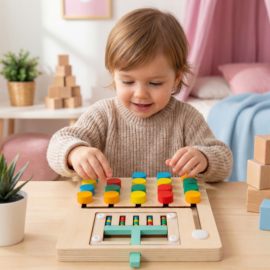 Vierfarben Logik Sortierspiel aus Holz – Montessori Lern- & Denkspiel für Kinder