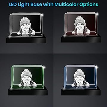 Personalisierte 2D/3D Foto Kristall Lampe mit Laser Gravur