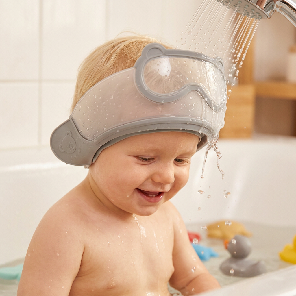 Verstellbarer Baby-Wasser- & Shampoo-Schutzschirm mit 360° Augen- & Ohrenschutz