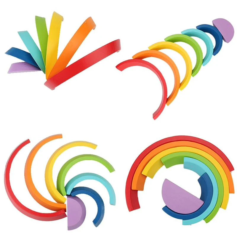 Holz-Regenbogen Stapelspiel – Montessori Lernspielzeug