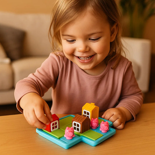 Montessori 3 Schweinchen und der Böse Wolf Puzzle und Geschicklichkeitsspiel