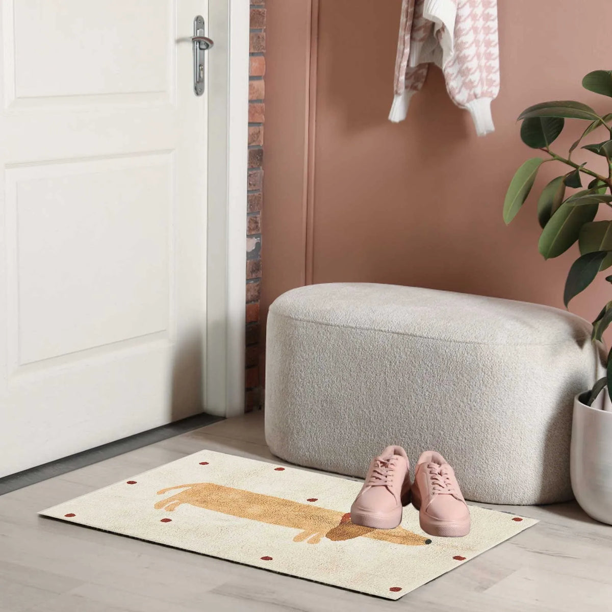 Weicher Teppich mit Dackelmuster – Gemütlicher Kinderteppich für das Schlafzimmer