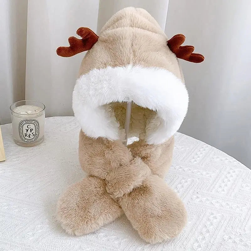 Warm & kuschelig – 2-in-1 Mütze & Schal mit Plüsch für kalte Tage