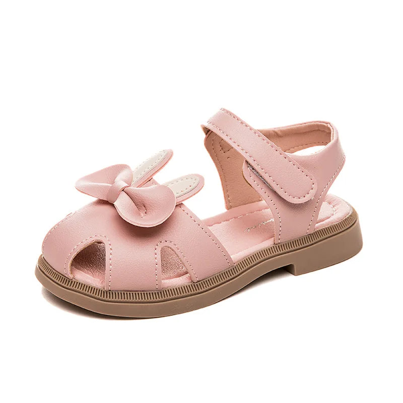 Mädchen-Sandalen mit Hasenohren – Sommer-Schuhe mit Schleife und Klettverschluss