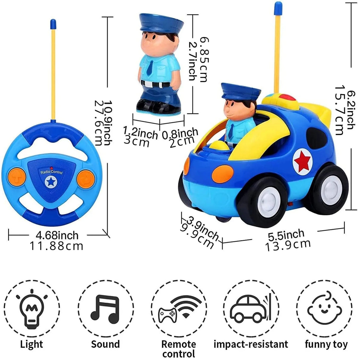 Fröhliches Polizei-Rennspielzeugauto mit Fernbedienung | Spaß für Kinder
