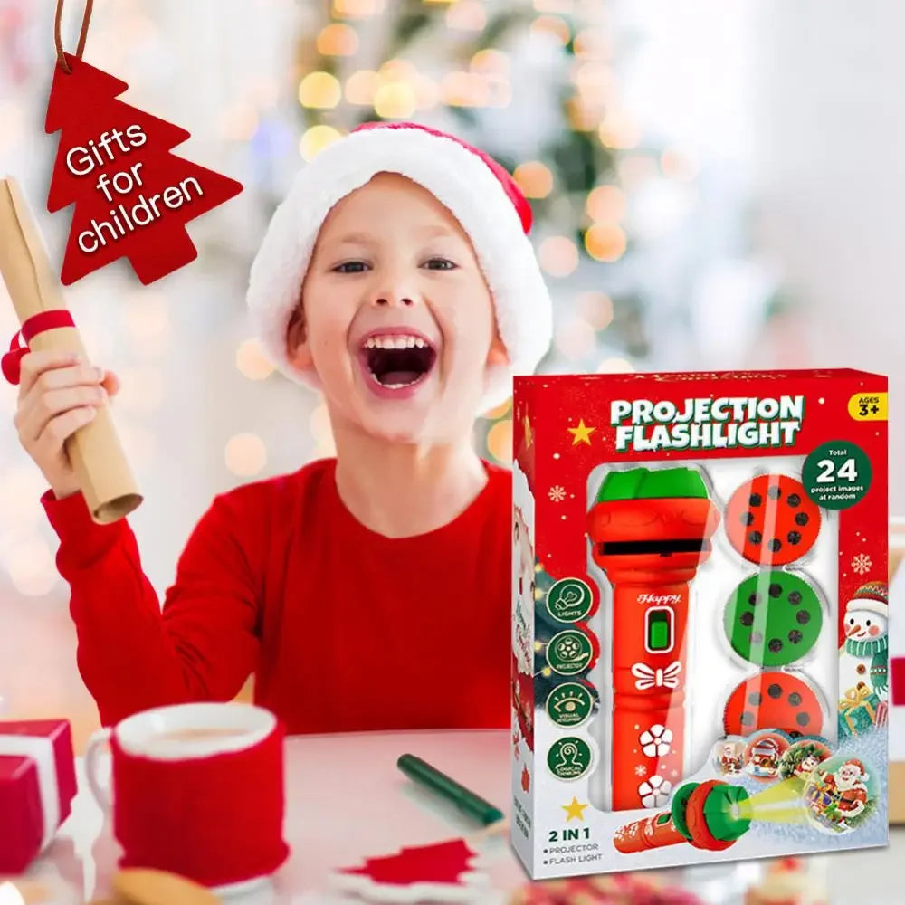 Weihnachts-Projektions-Taschenlampe – 2-in-1 Lichtspaß mit 24 Projektionen