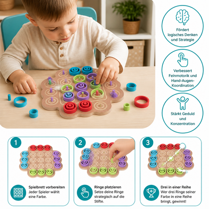 Pädagogisches 3-stufiges Tic-Tac-Toe-Strategiespiel aus Holz
