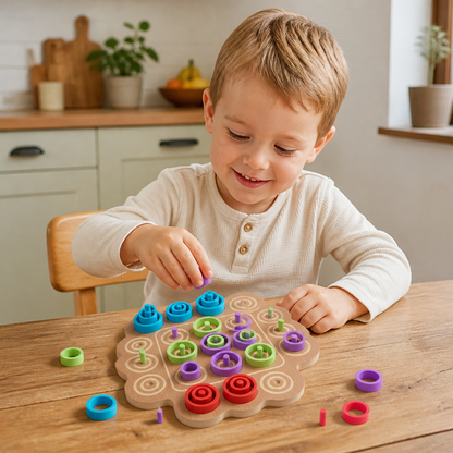 Pädagogisches 3-stufiges Tic-Tac-Toe-Strategiespiel aus Holz