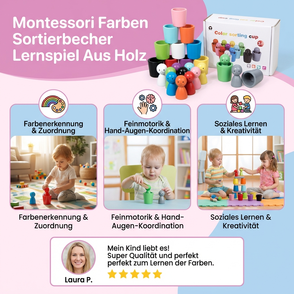 Montessori Farben Sortierbecher Lernspiel Aus Holz